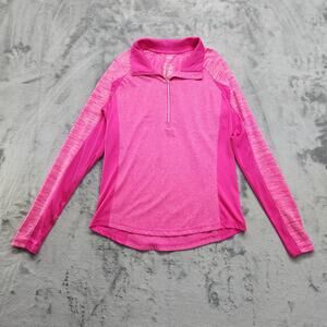Danskin Now Jacket Womens M Pink Semi-Fitted 1/4 Zip Long Sleeve Thumbholes Gym